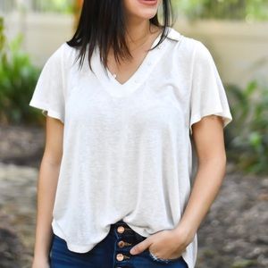 Flowy Cream Top with button and collar detail